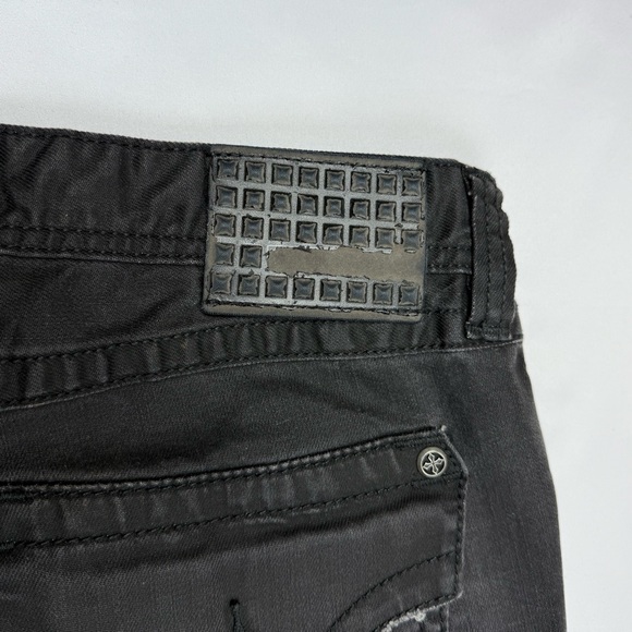 Affliction Mens Ace Jeans 36 x 30 Black/Grey Faded Embroidered Flap Pockets B5 - Picture 8 of 11